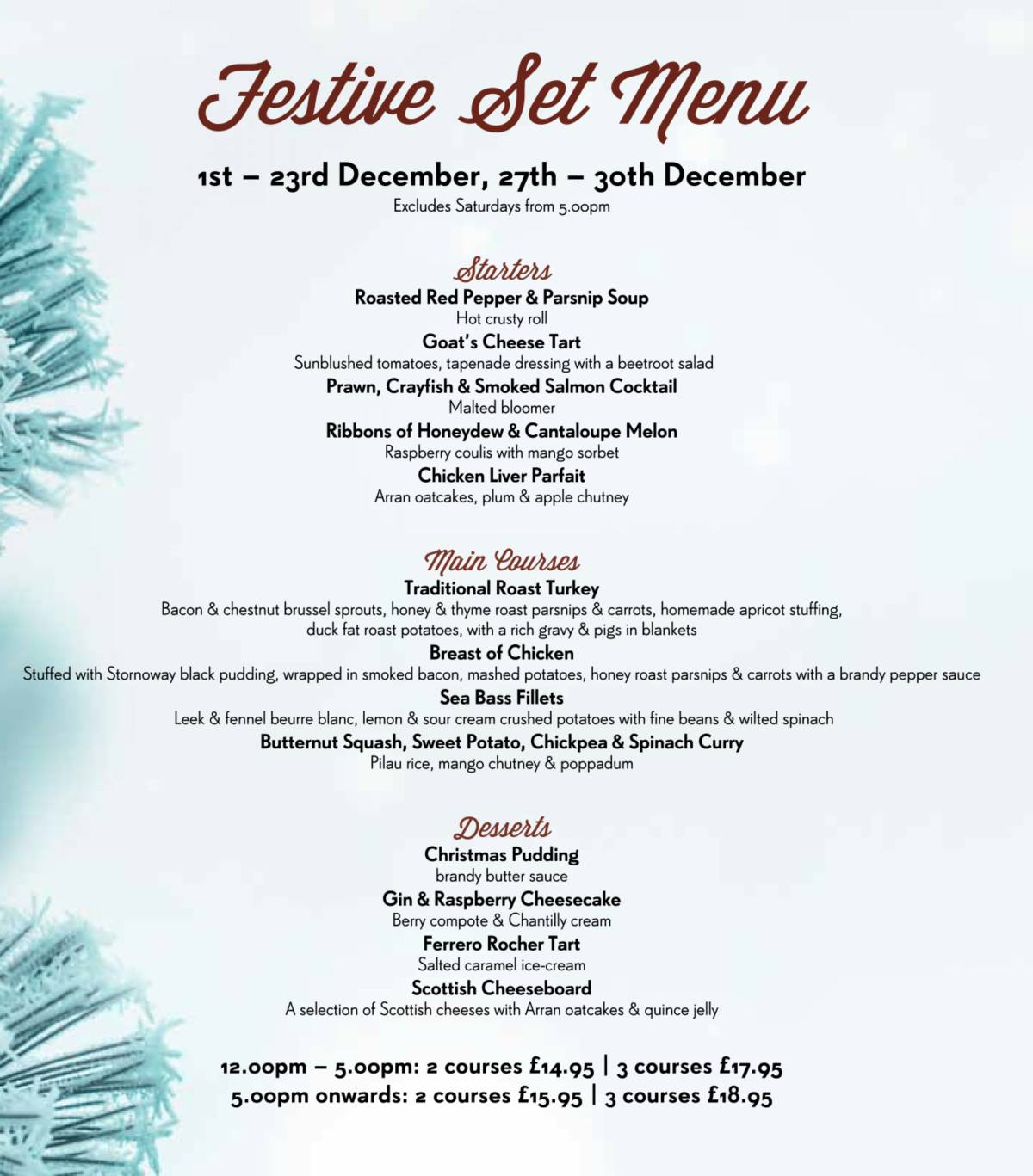 The Boarding - Browse our Festive Set Menu which runs from 1st of ...