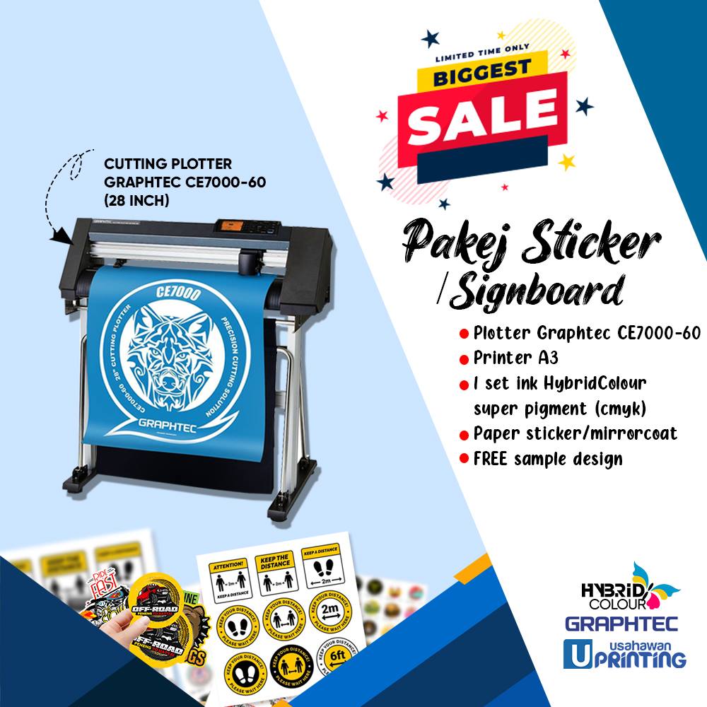 Usahawan.Com - PAKEJ STICKER DAN SIGNBOARD. MESIN GRAPHTEC CE7000-60 ...