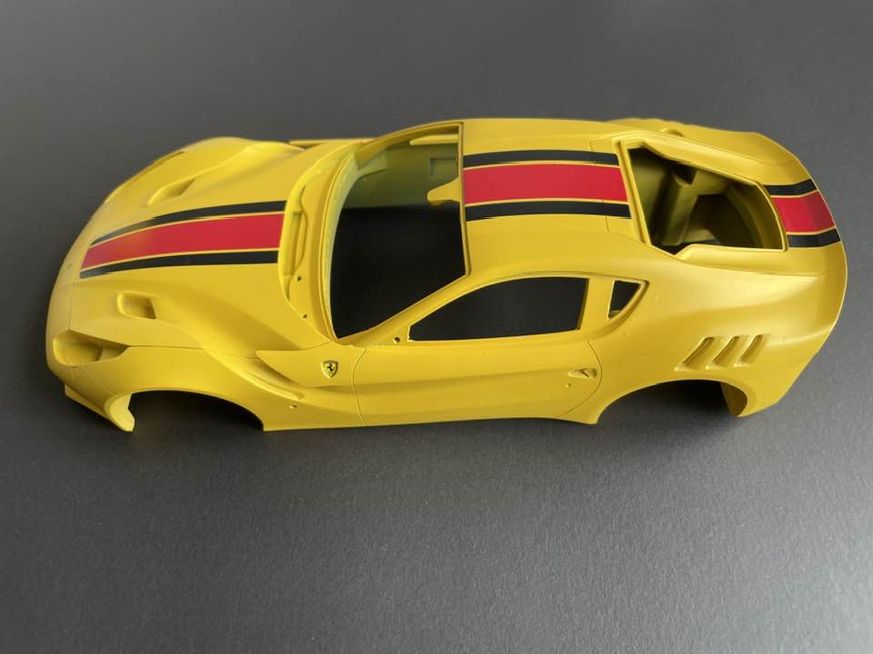 Modified Tamiya Ferrari F12 TDF with custom parts
