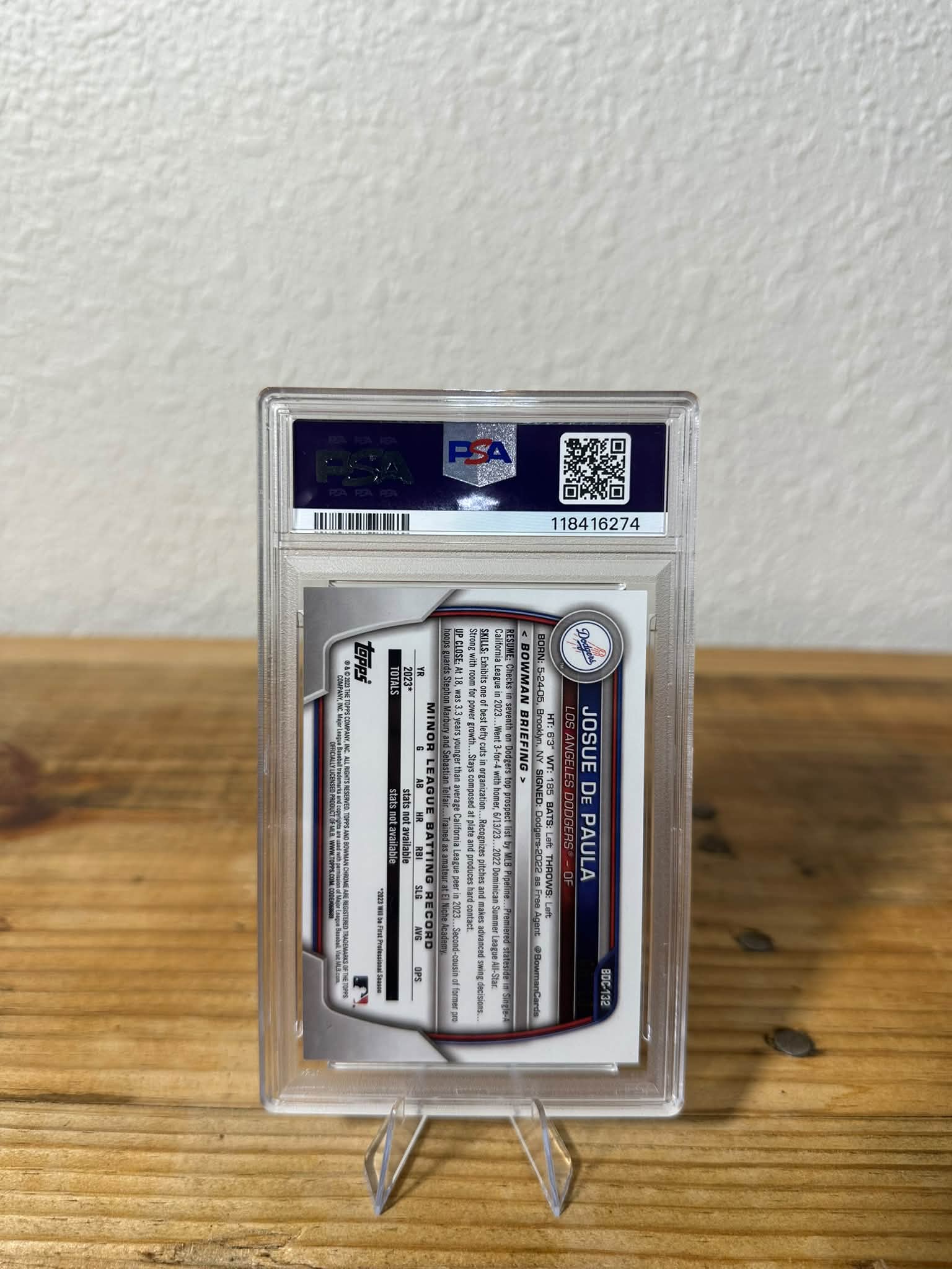 2023 Bowman Draft Sapphire Josue De Paula Black /10 PSA 10 card