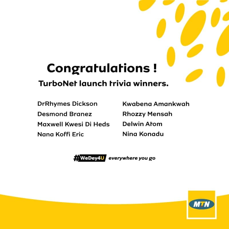 MTN Ghana - Congratulations all TurboNet launch trivia... | Facebook