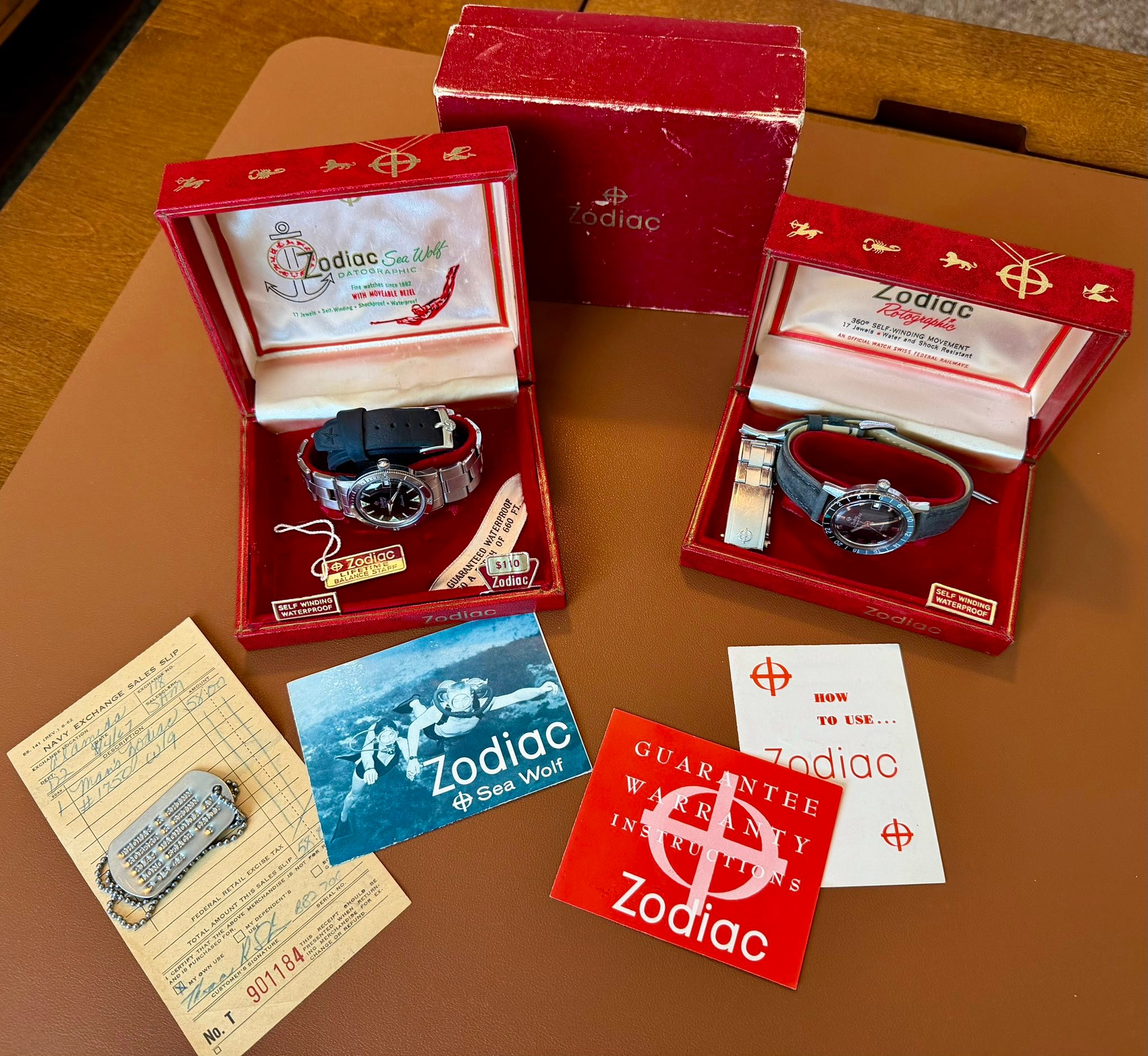 Vintage Zodiac chronograph watch for sale on original bracelet