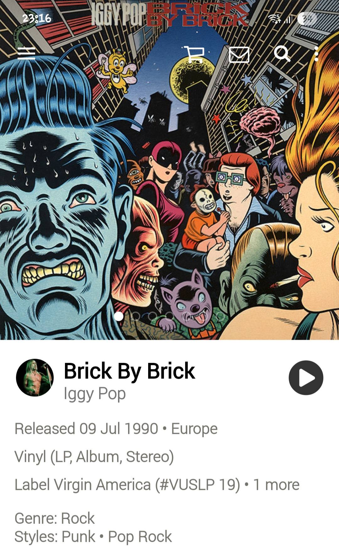Iggy Pop's Brick by Brick album on original releases