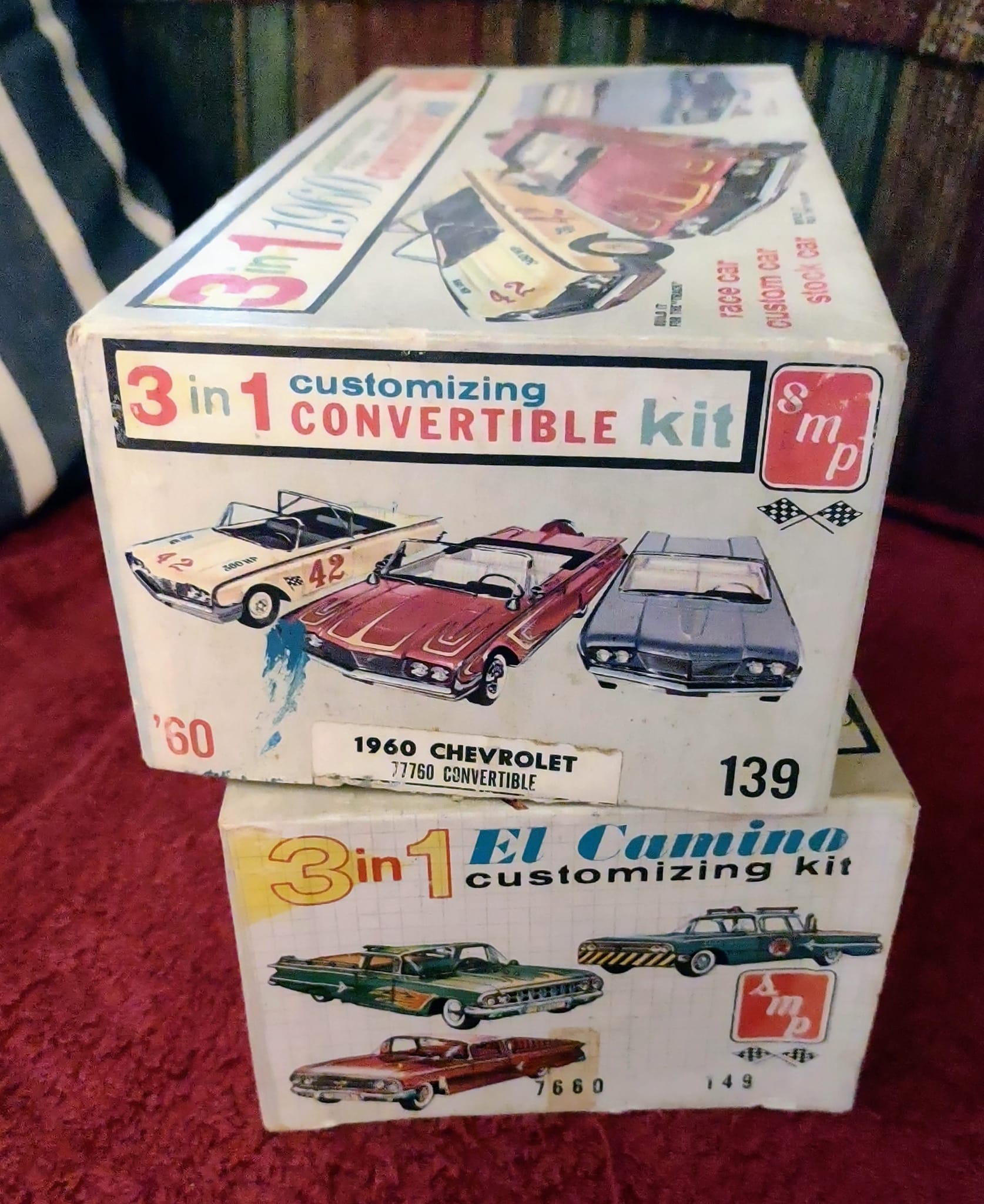 Vintage car model kits from the 1960s