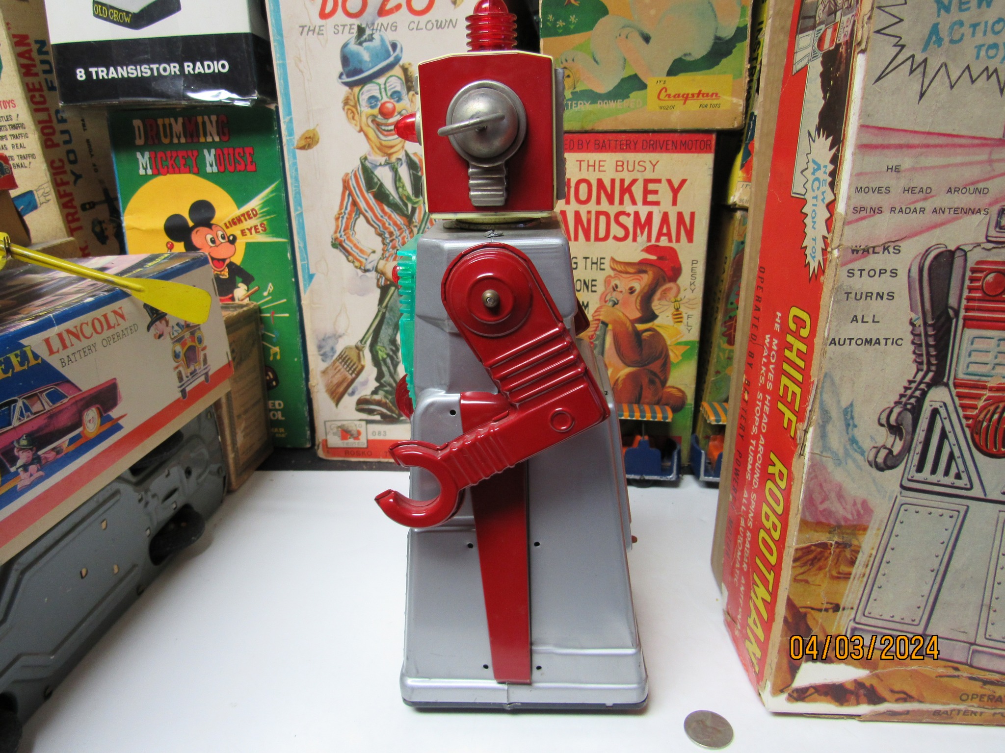 Chief Robotman Battery Operated in Box Exc+ Works, Japan 1950's