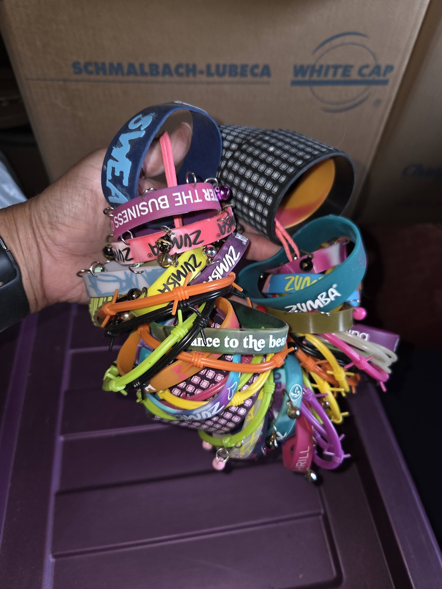 Finding my original Zumba CDs and rubber bracelets from way back