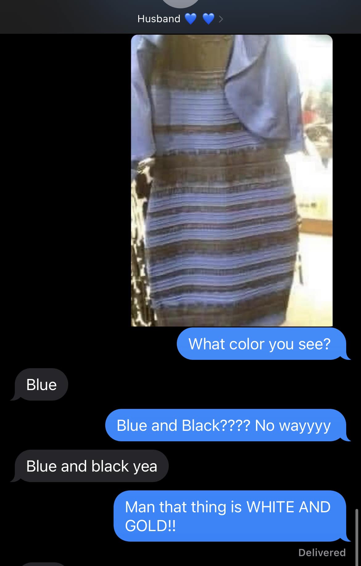 I keep arguing with my wife because she sees this dress as white and gold… but I see it as black and blue🙃 #fblifestyle