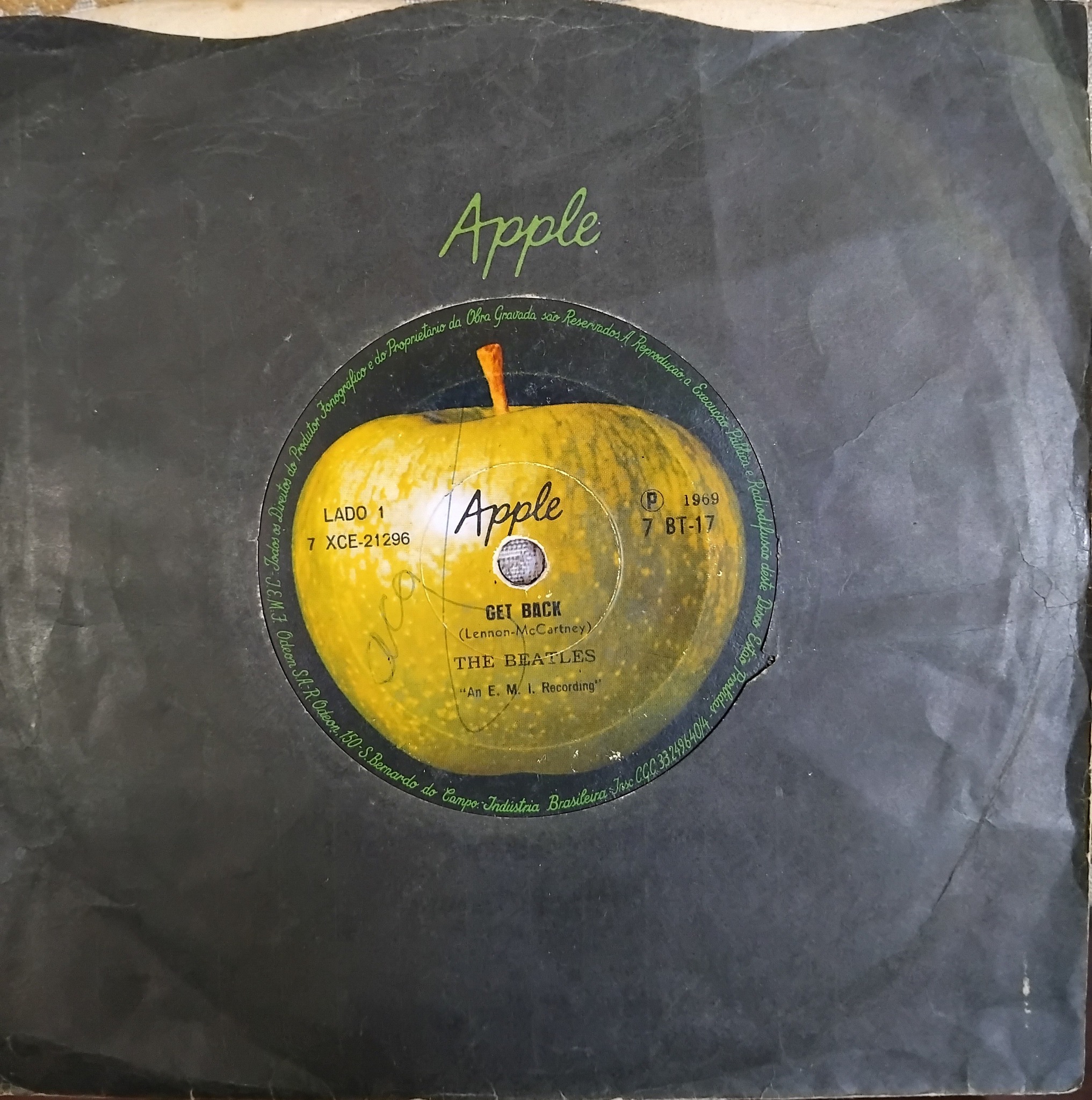 The Beatles Get Back/Don't Let Me Down Odeon/Apple Records Brazil
