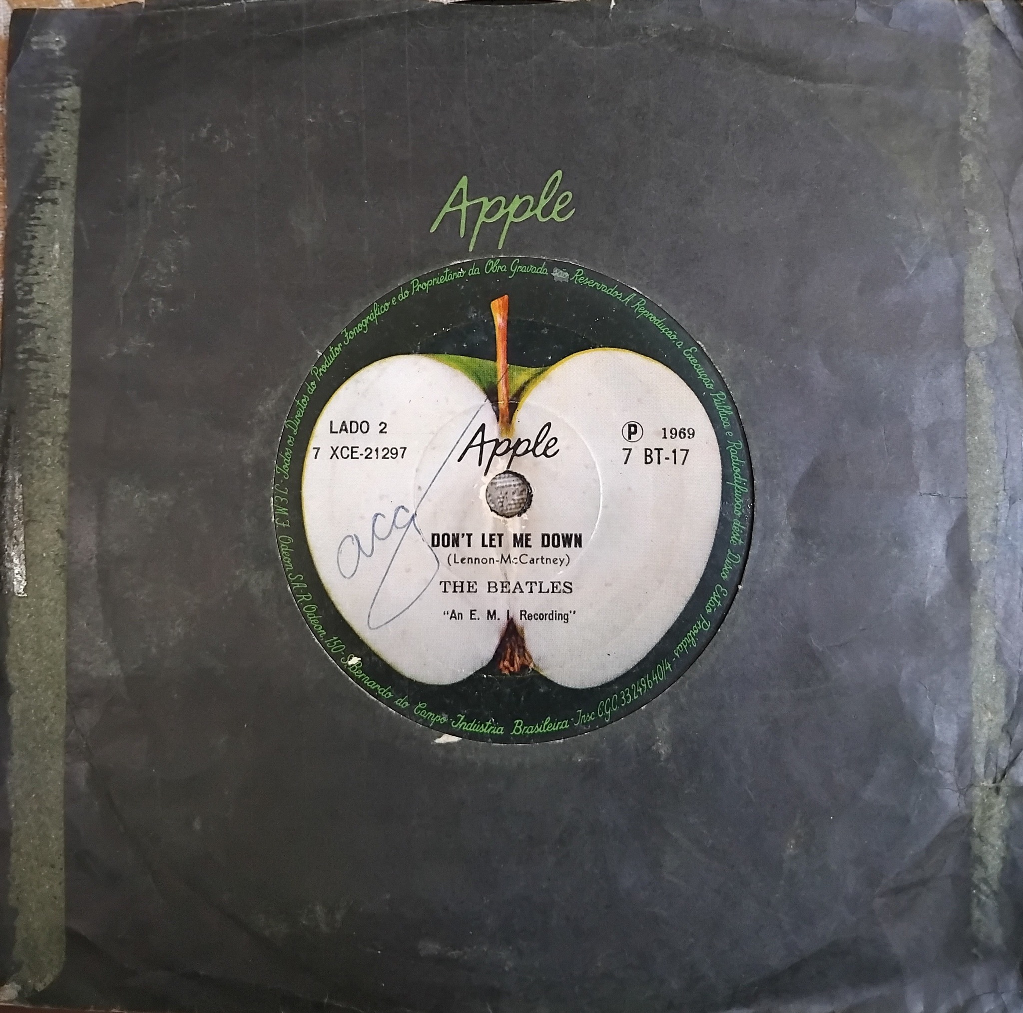 The Beatles Get Back/Don't Let Me Down Odeon/Apple Records Brazil