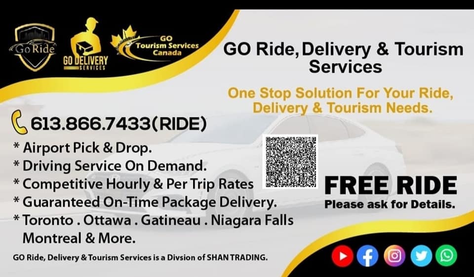 GO RIDE, Delivery & Tourism Services | Ottawa ON