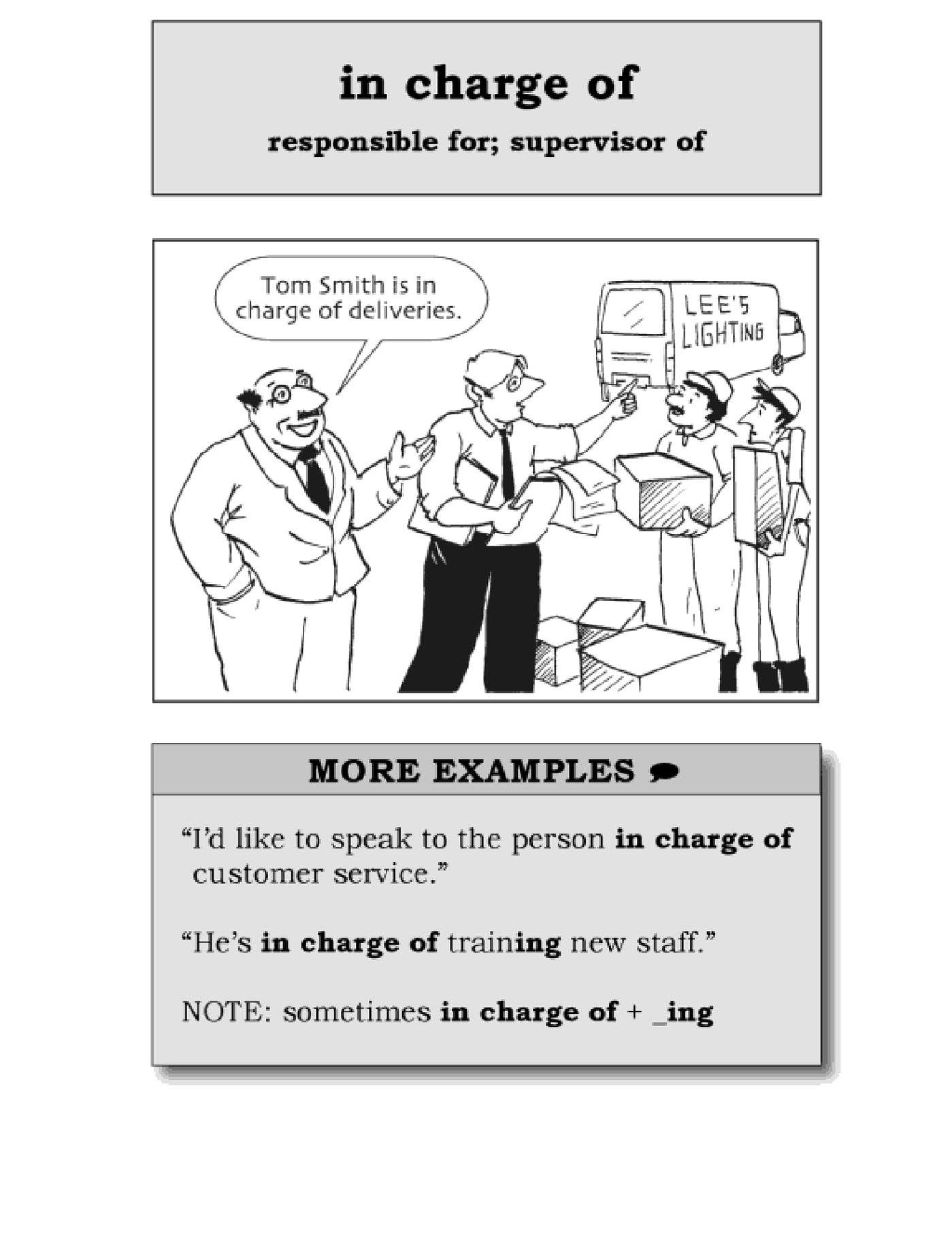 Tim's Language - in charge of : having control of or...