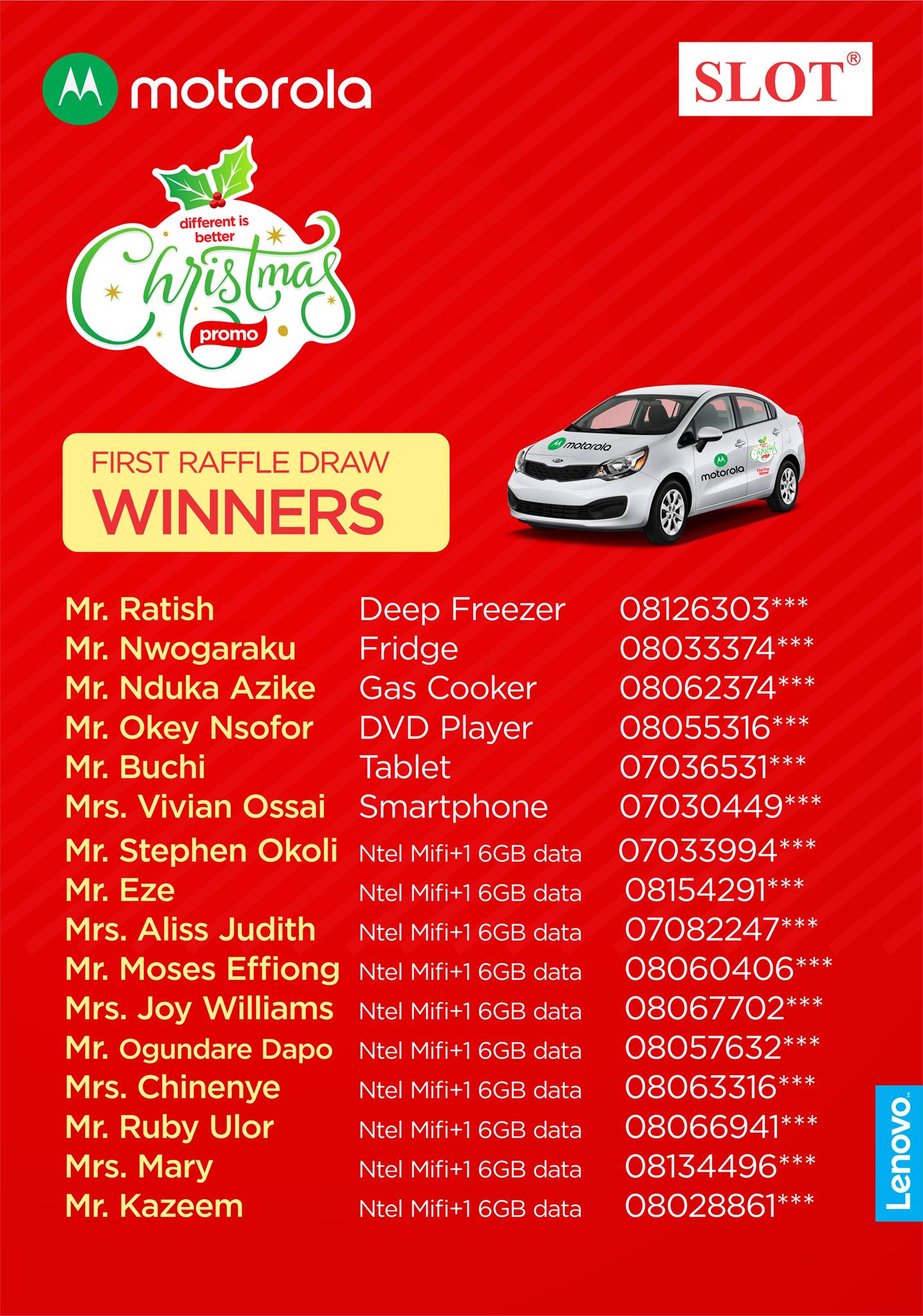 Here are the first raffle draw winners.... - Motorola Nigeria