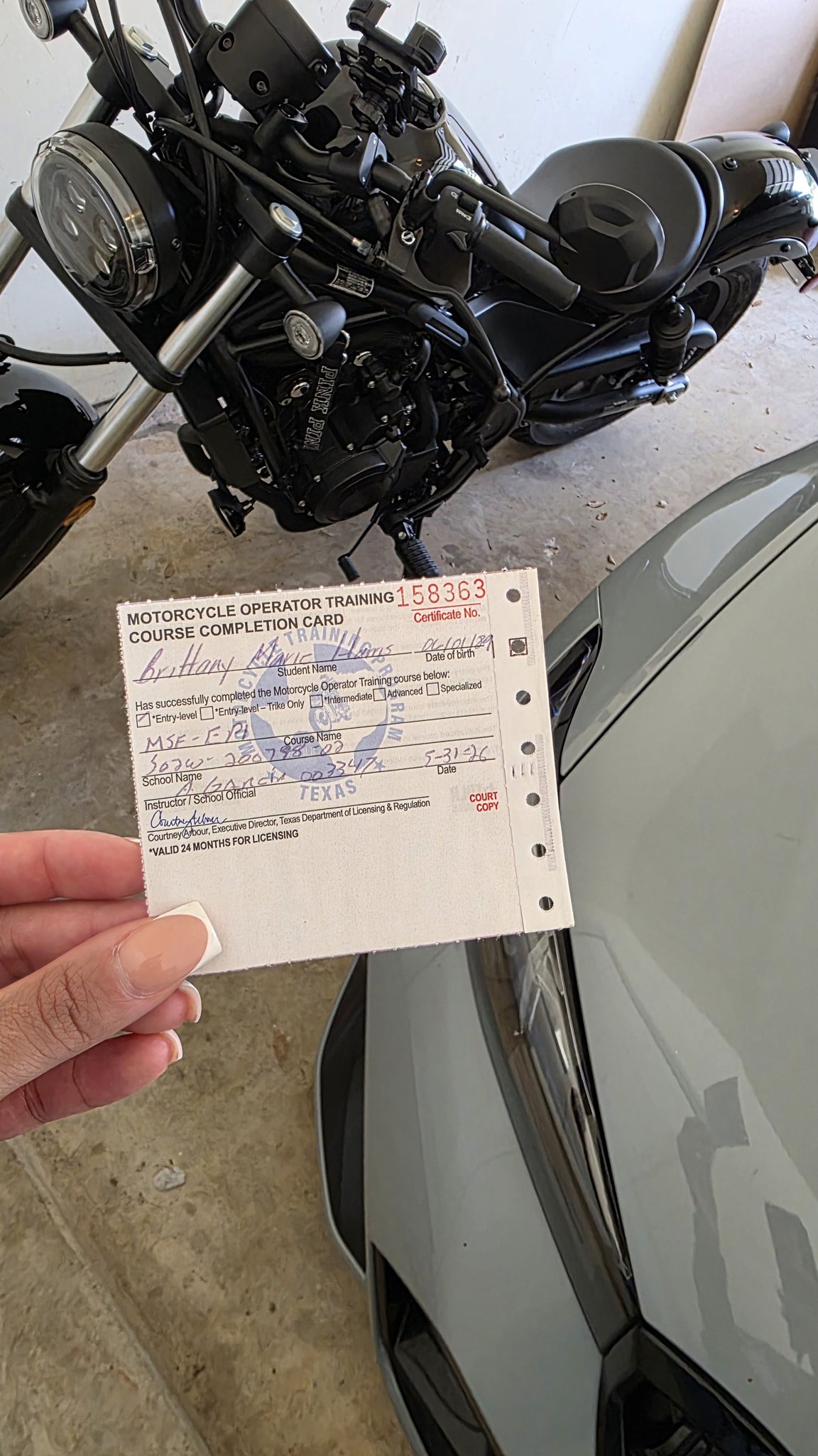 Passed MSF motorcycle course before birthday