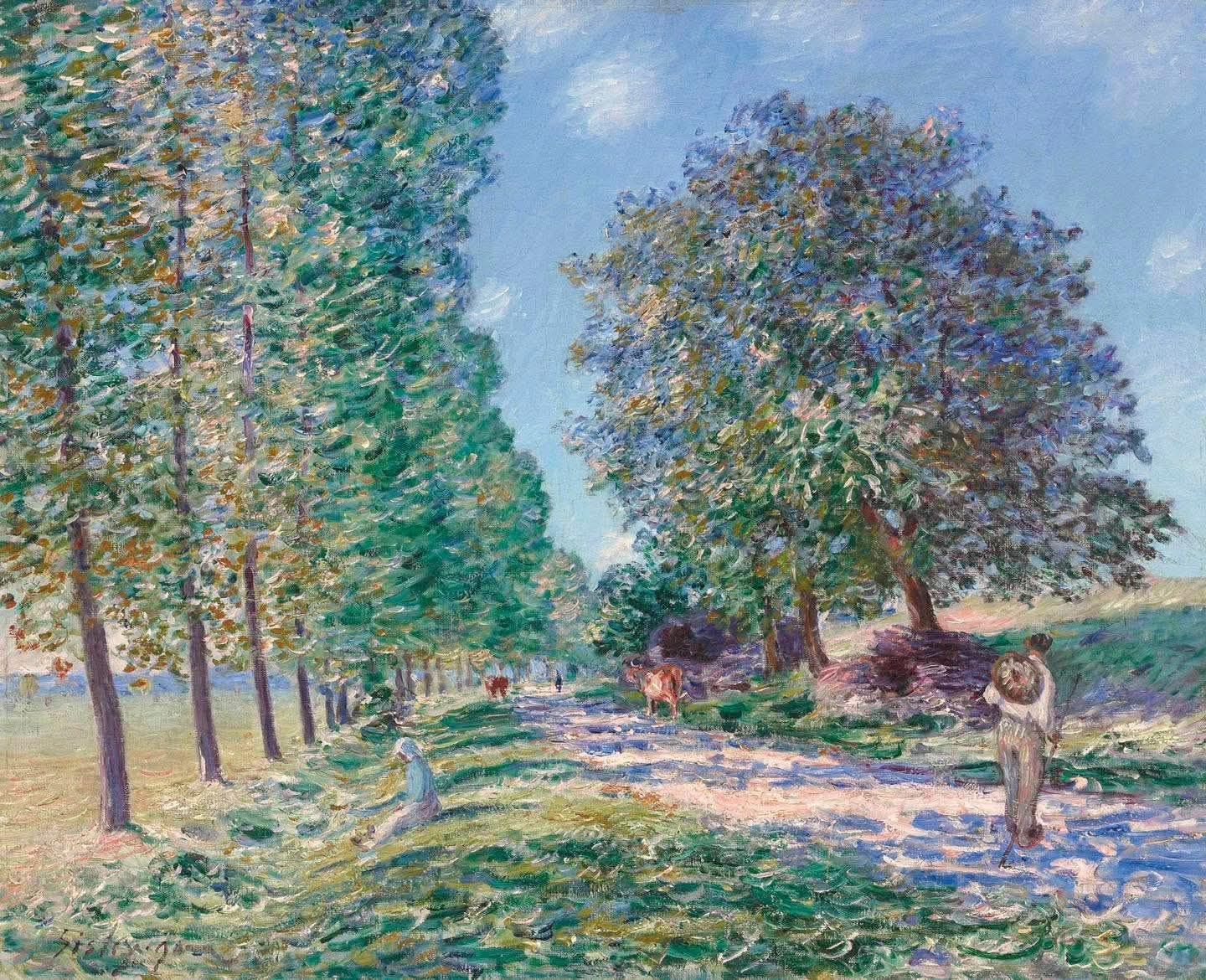 アルフレッド・シスレーL'ALLEE DES PEUPLIERS A MORET Alfred Sisley (1839-1899) L'allée des peupliers à Moret au bord du
