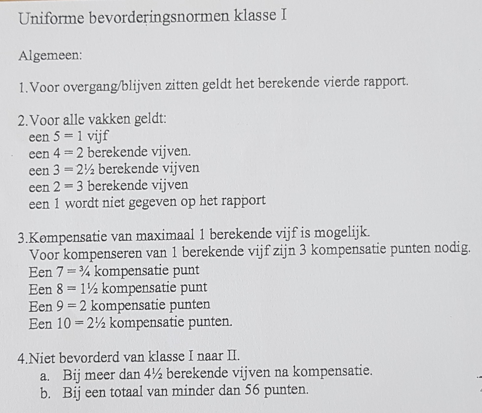 Beste, De overgangsnormen van de EBG... - WSR Ritfeld Mulo | Facebook