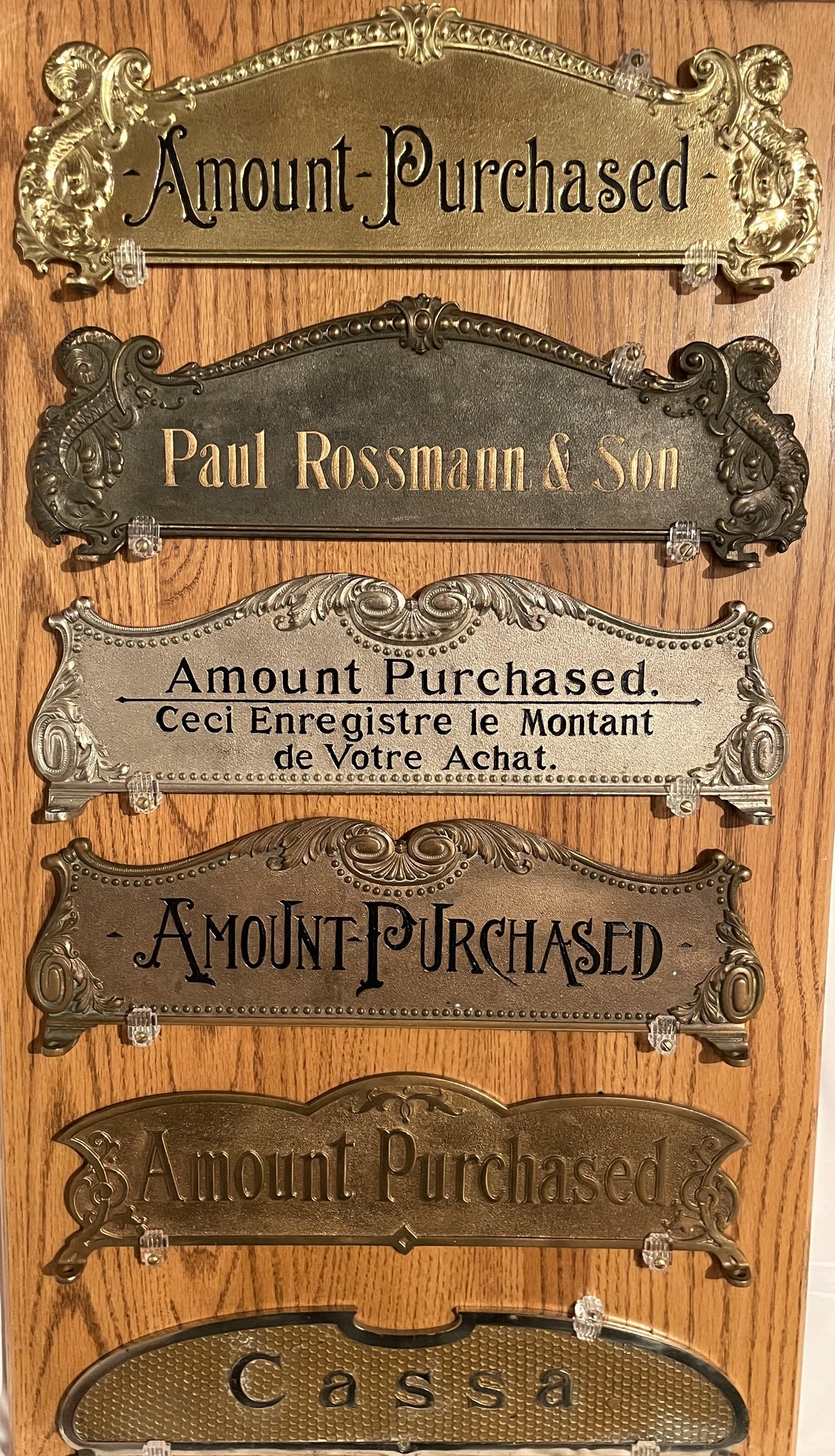 National Brass Cash Register 324 reproduction top sign