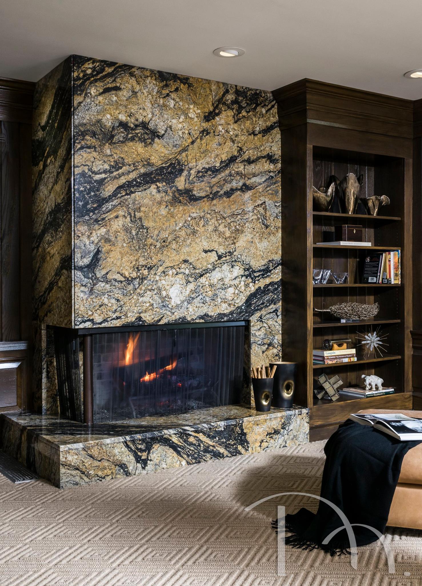 A floor-to-ceiling fireplace... - Chairish By Design