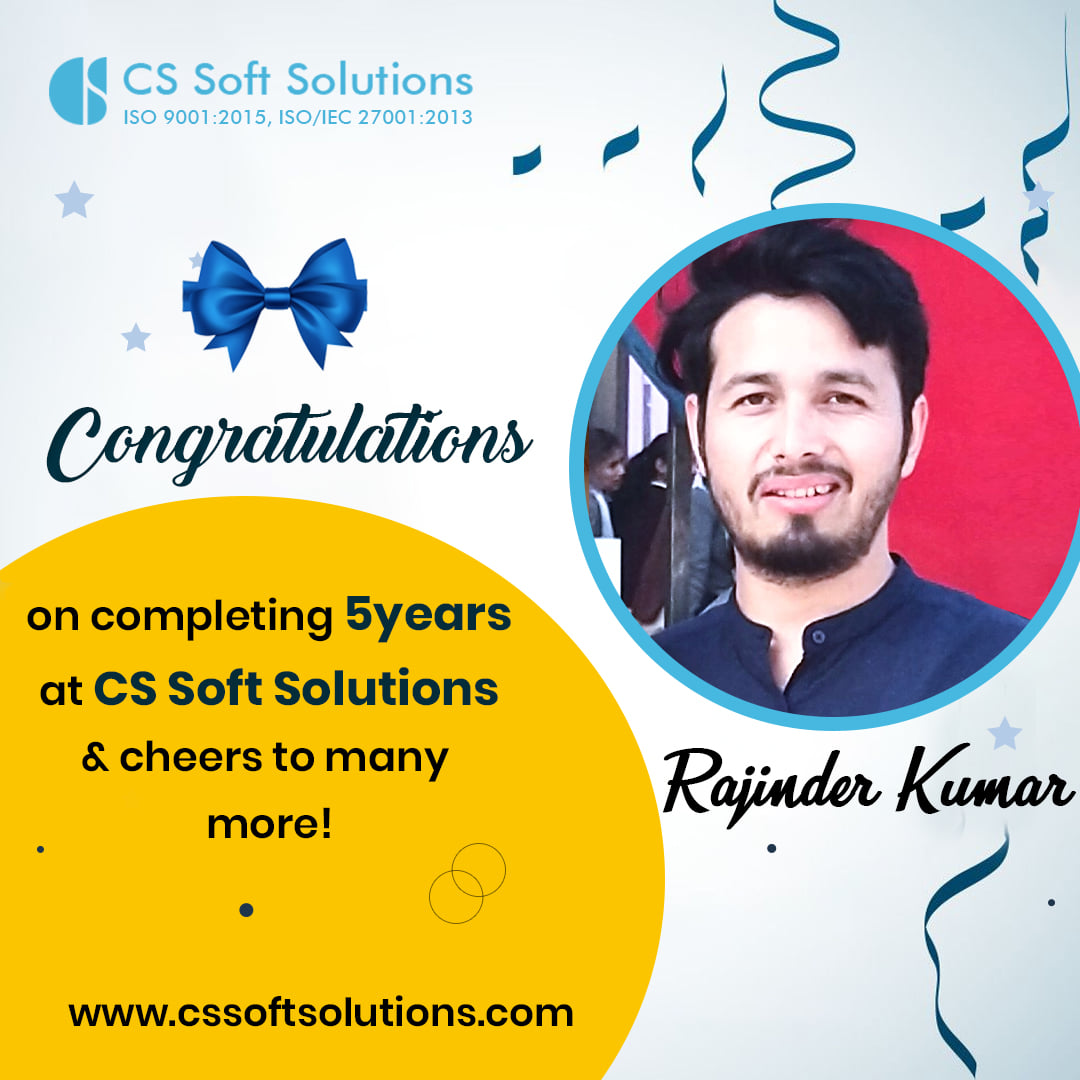 Congratulations Rajinder Kumar for... - CS Soft Solutions