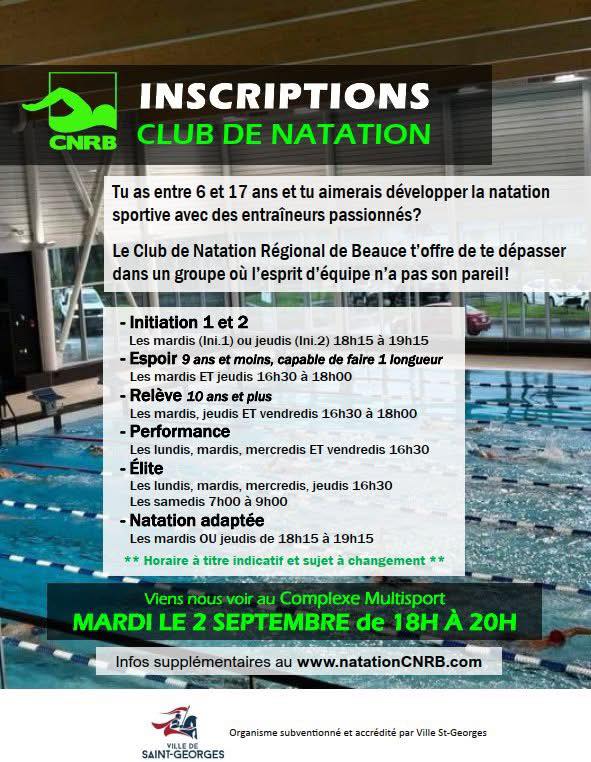 Natation - Le Club de Natation Régional de Beauce (CNRB) ouvre ses ...