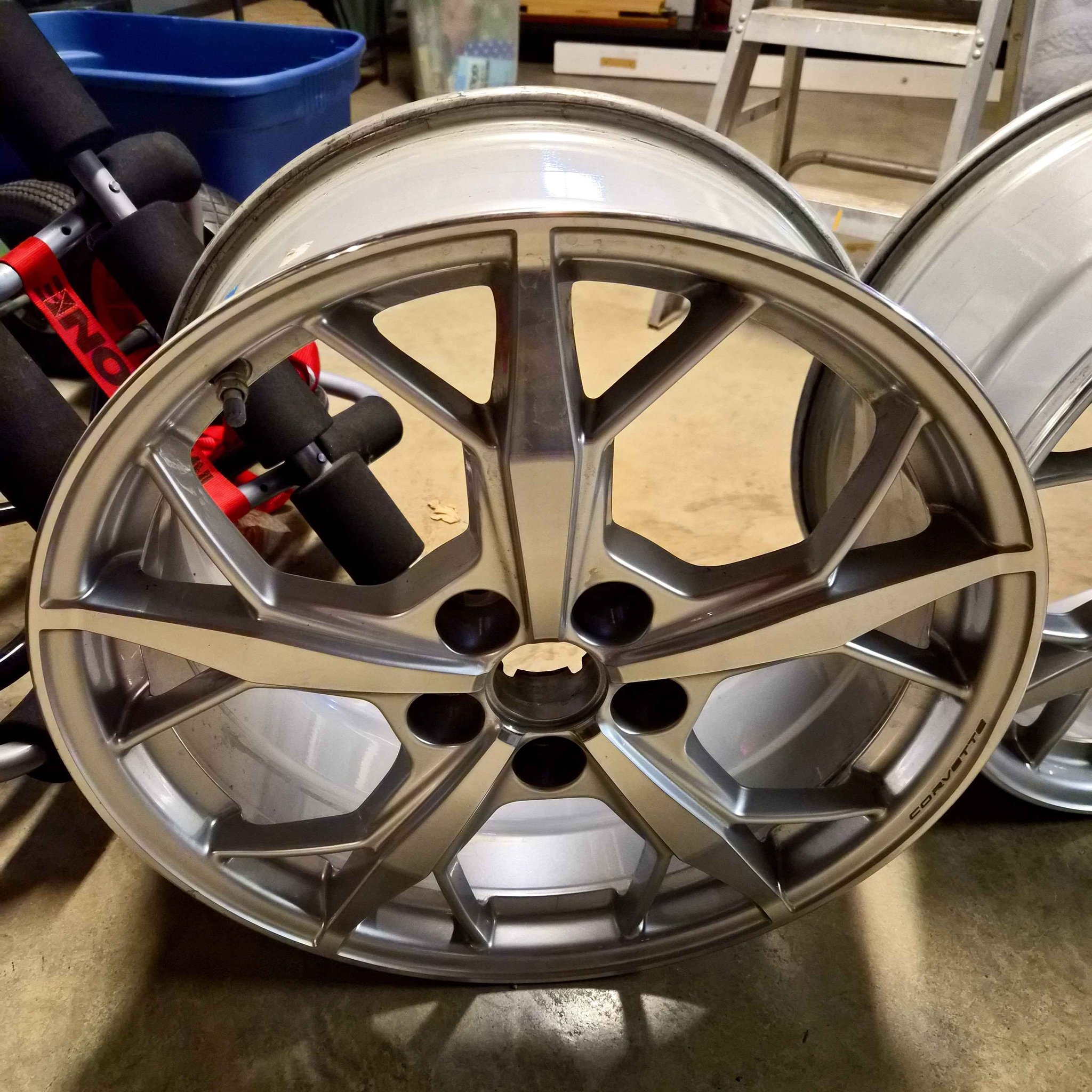 4 GM OEM C8 Wheels. TRIDENT MACHINED-FACE STERLING SILVER-PAINTED ...