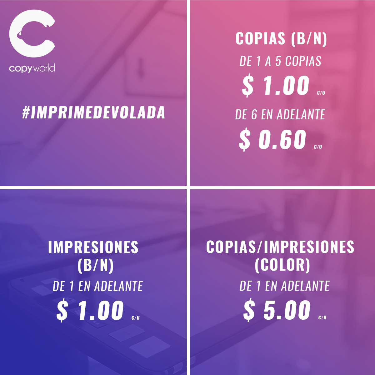 Copyworld - CONOCE NUESTROS PRECIOS 🤩😁💲👍🖨 - Impresiones...