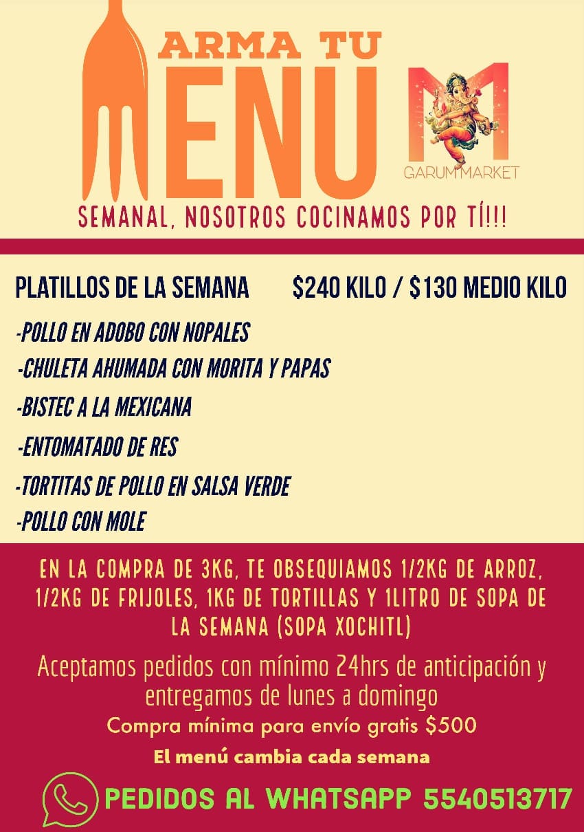 Garum - Arma tu Menú semanal, nosotros cocinamos por tí!!! Solicita tu ...