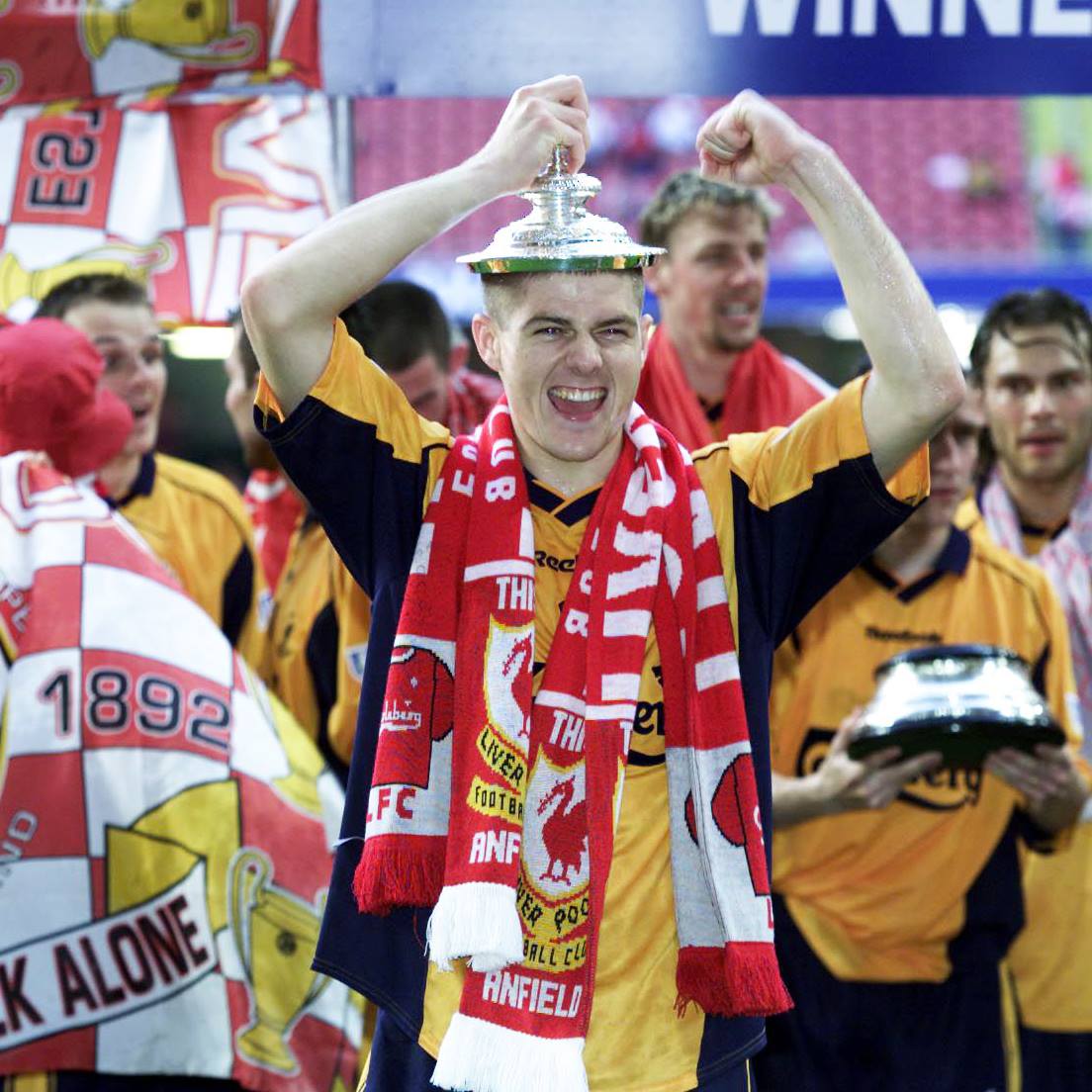 Liverpool won the FA Cup in this orange away kit on this day 2001