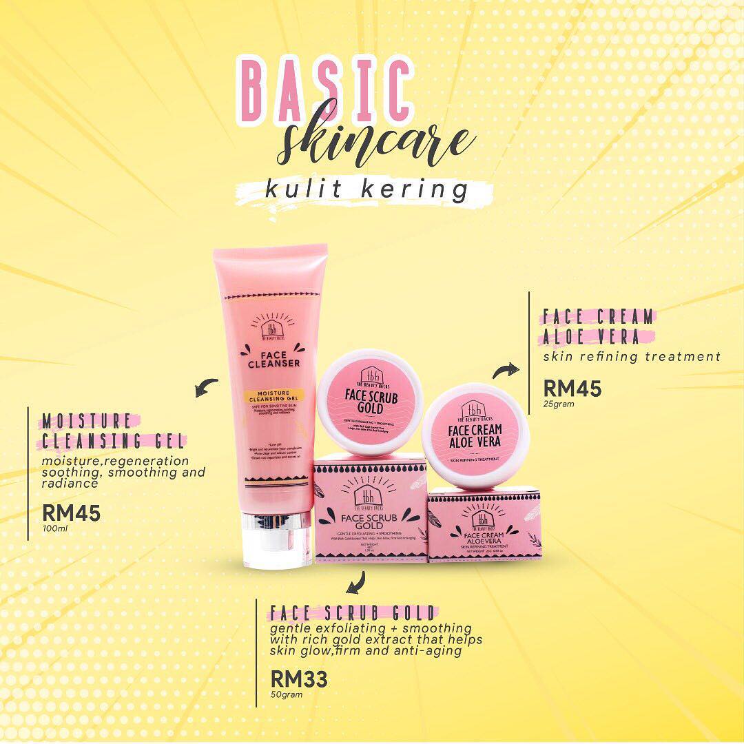 Seroja The Beauty Hacks Basic Skincare Untuk Kulit Kering Uolls Boleh Cuba 3 Item Basic Ni Cleanser Scrub Exfloliate Pelembap Muka Moisture Cleansing Gel Face Scrub Gold Face Cream