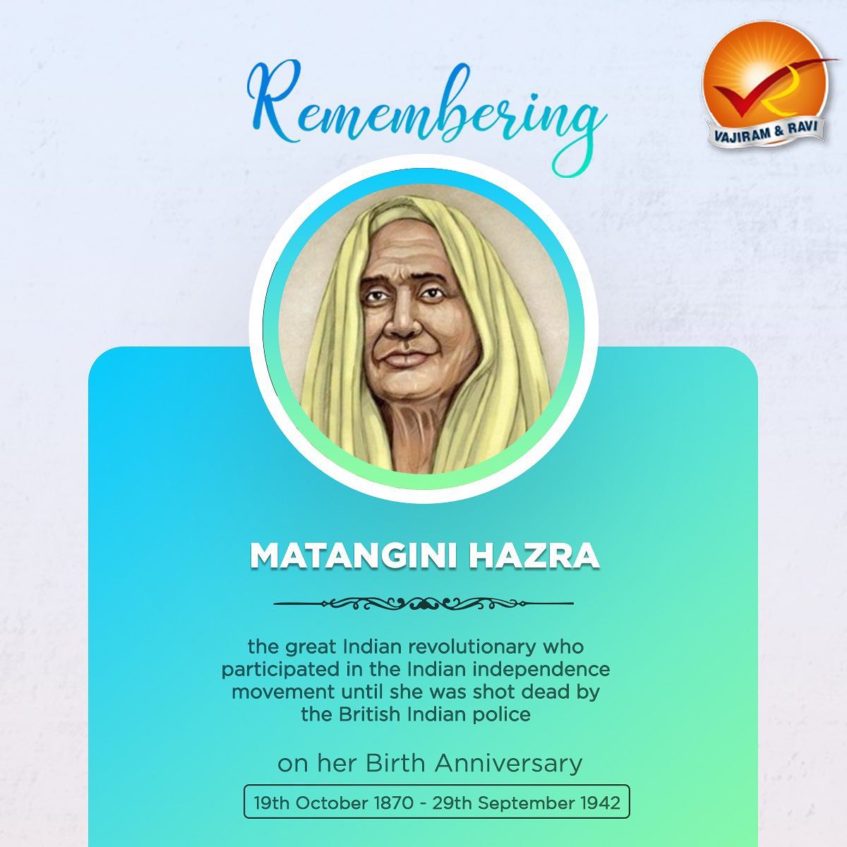 Vajiram & Ravi - Matangini Hazra, affectionately known as...