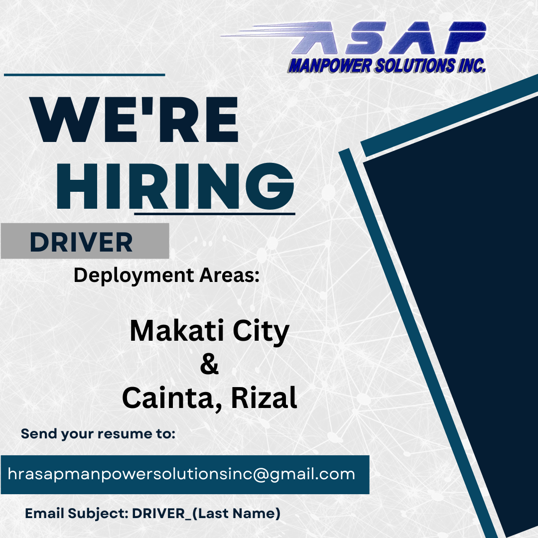 Driver & Delivery Helper hiring in Metro Manila | Urgent Hiring ...