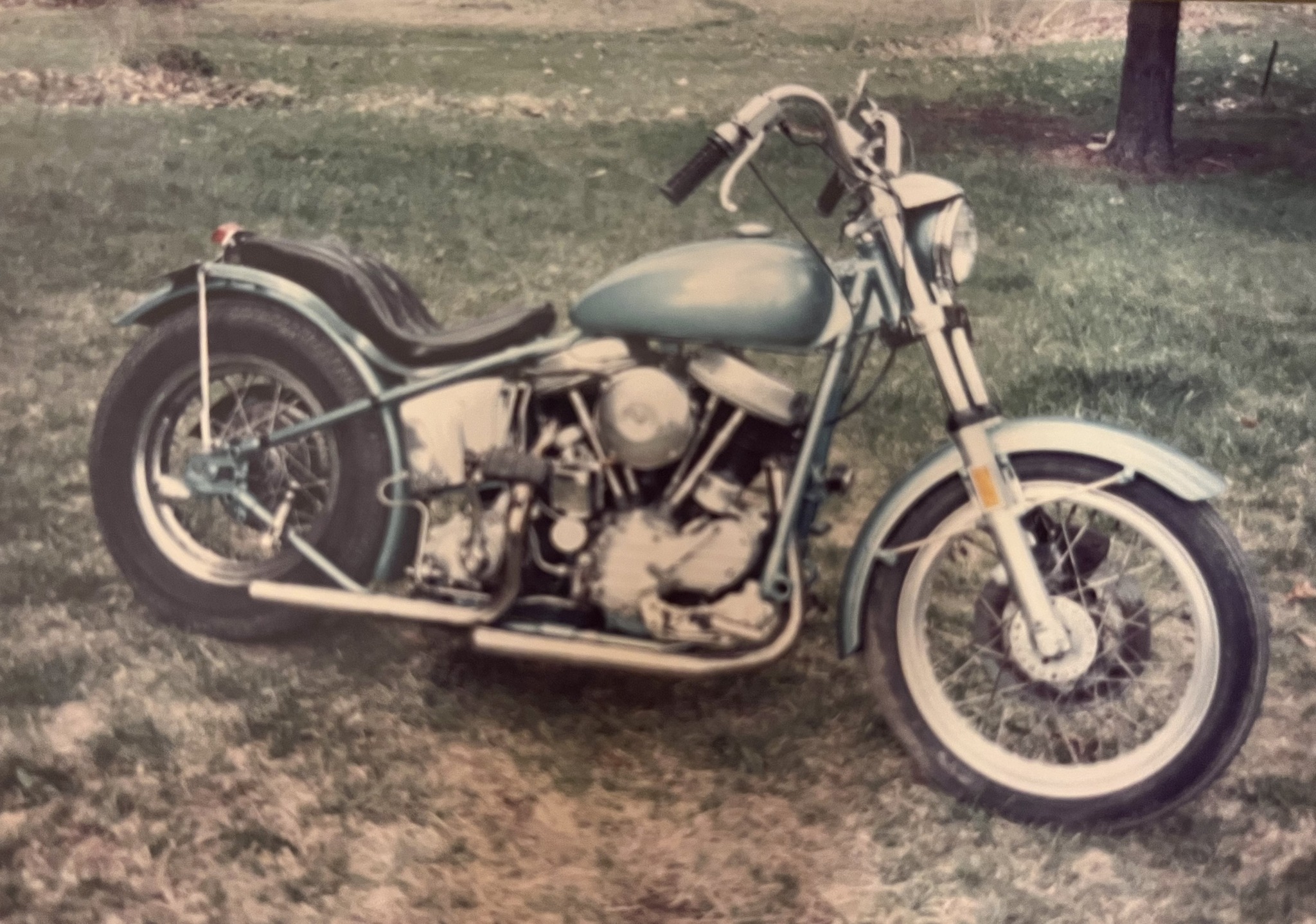 My 44 knucklehead springer I got for my 48 panhead chopper. Was 