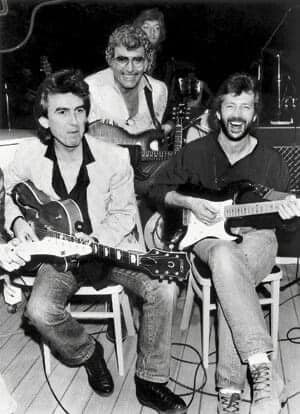 George Harrison, Carl Perkins and Eric Clapton, 1985