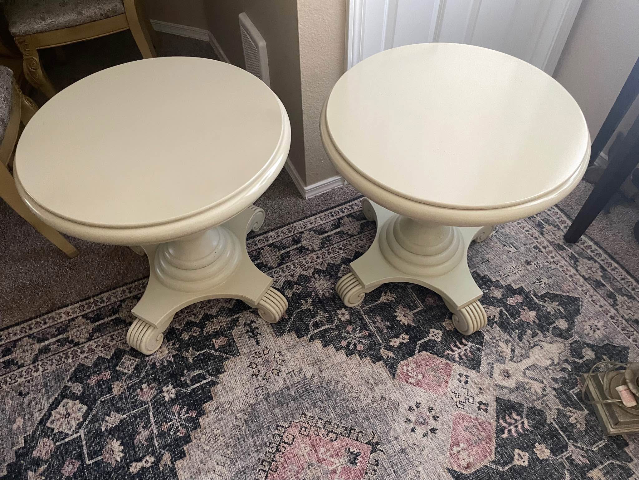 Pair of beautiful artistic real wood side tables from staging 24d x 24 ...