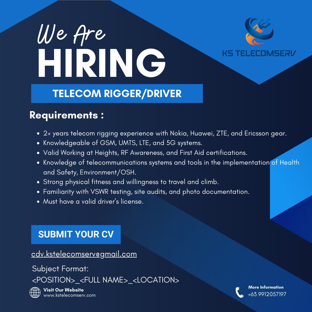 TELECOM CIVIL WORKS/RIGGER/ERECTOR | 📢 **We’re Hiring | Facebook