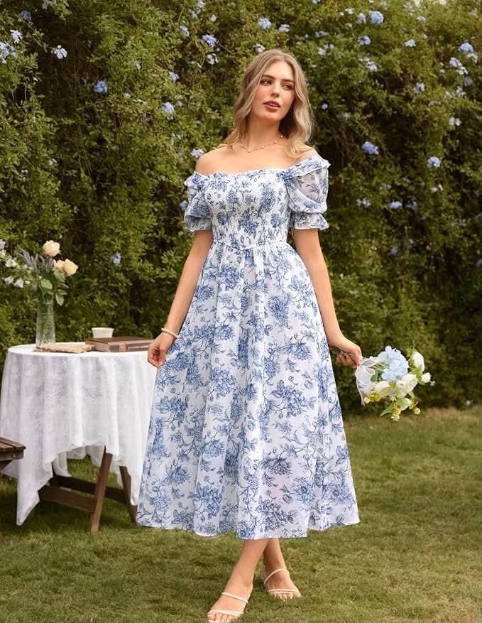 flowy floral summer dress patio dresses at 30-50% off at Frugal Fannie's beach flowy dresses