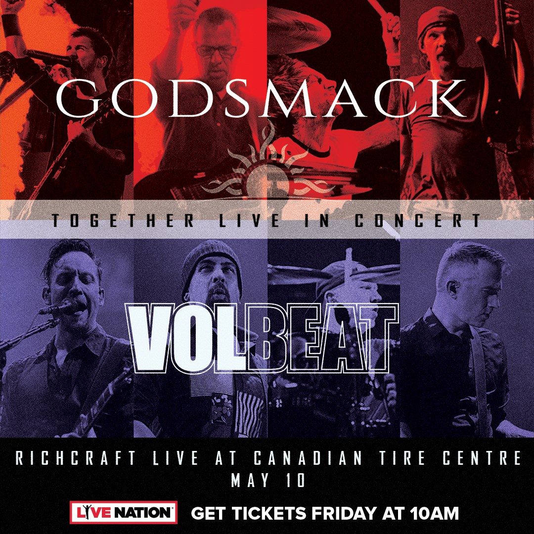 Just Announced Godsmack And Volbeat Are Canadian Tire Centre