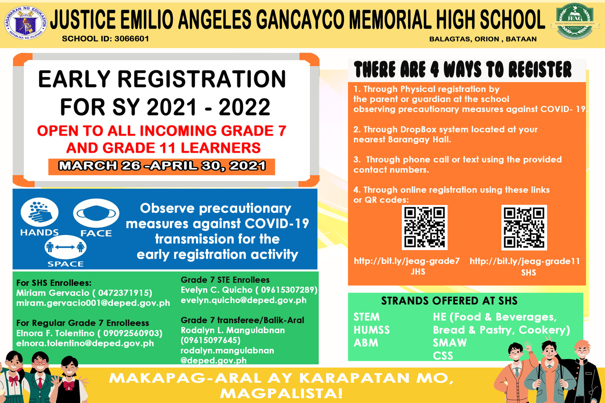 Early Registration For INCOMING GRADE 7 and GRADE 11. 4 WAYS to ...
