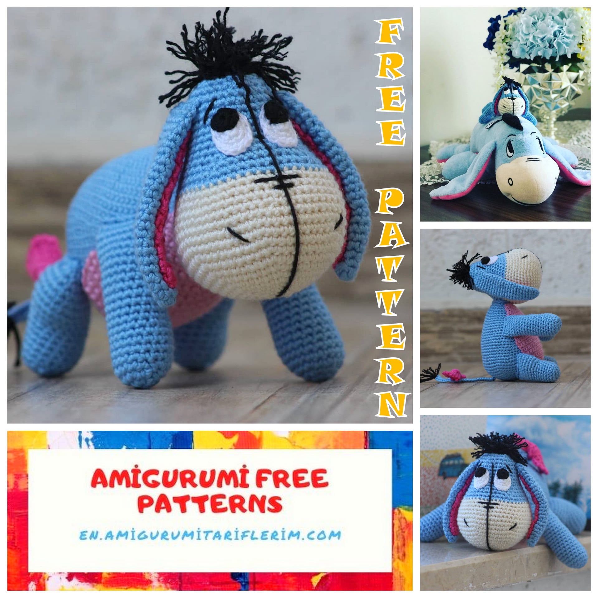 Amigurumi Patterns Pinto Live - Donkey Eeyore Amigurumi Free Crochet ...