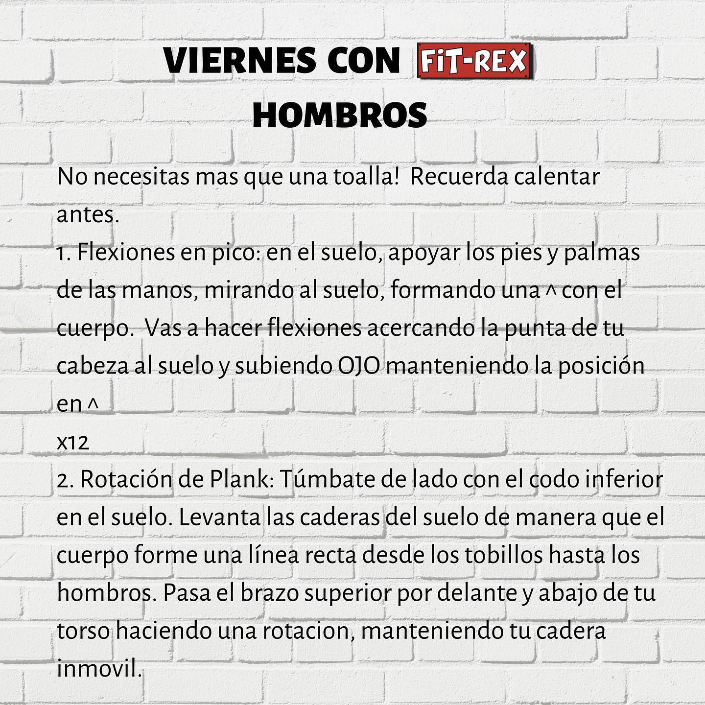 FiT-Rex Perú - 🦖 Viernes!: Hombros 🔥 💪 con este circuito...