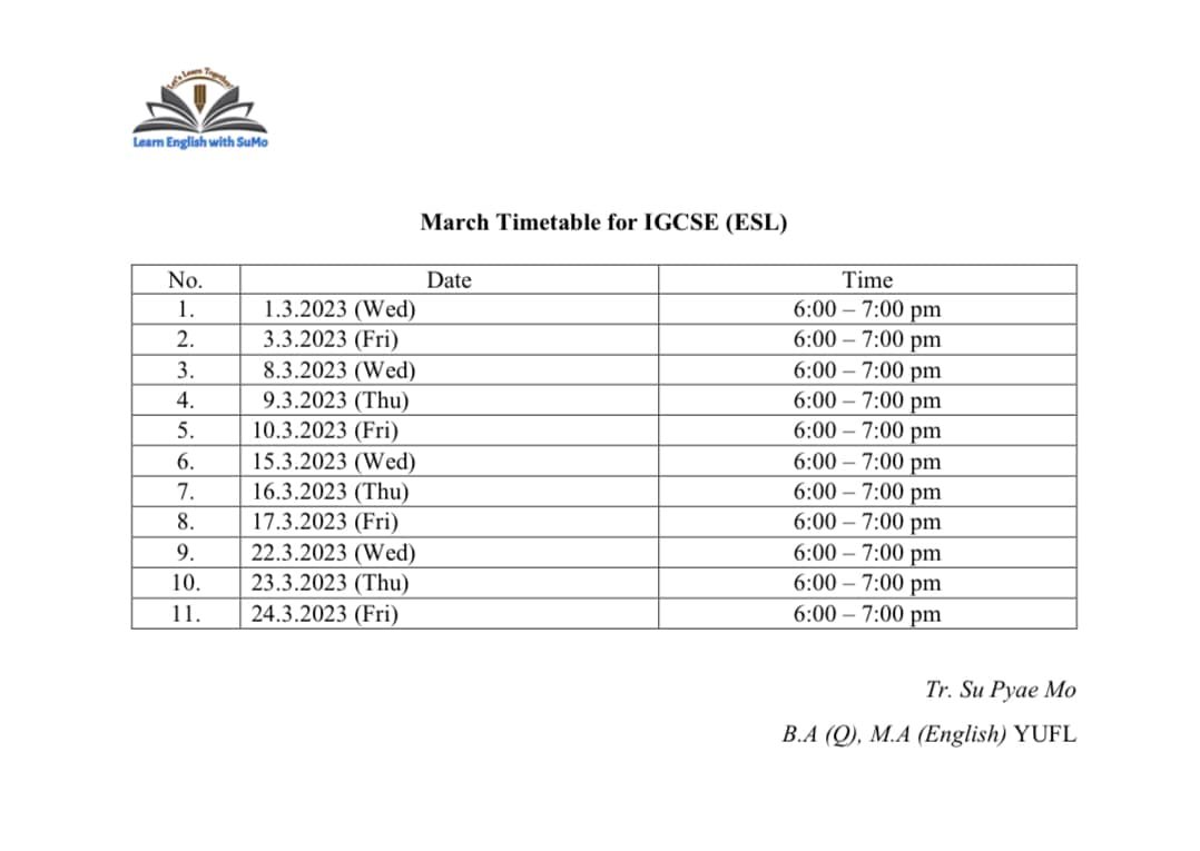 ☘️2023, March Timetable☘️... - 𝐋𝐞𝐭'𝐬 𝐋𝐞𝐚𝐫𝐧 𝐓𝐨𝐠𝐞𝐭𝐡𝐞𝐫