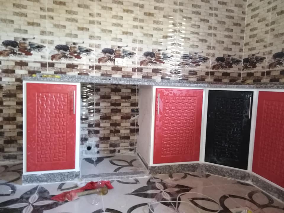 مطبخ pvc. احمر واسود - عادل شحاده للامنيوم