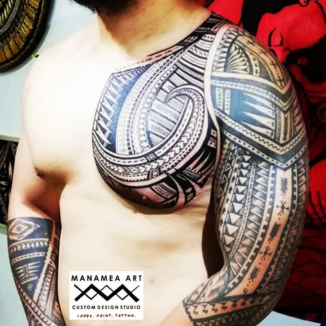 Freehand Samoan chest tattoo for... - Manamea Art Studio