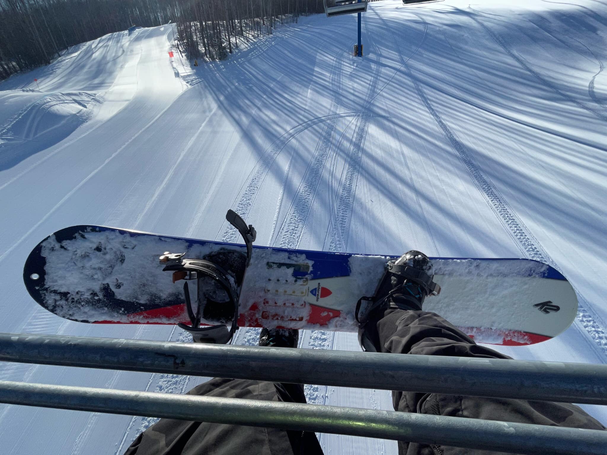Riding my vintage K2 Eldorado snowboard this season