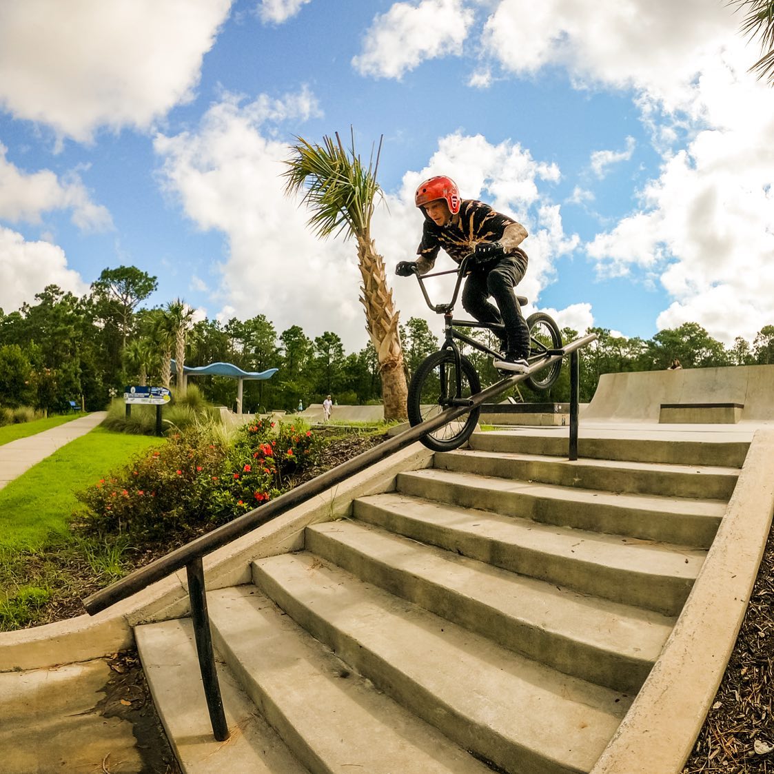 Elite BMX Co - Skatepark hand rail on the black Cmndr. Tag...