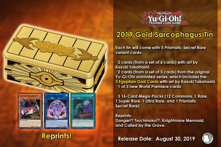 yugioh 2019 mega tin card list Gold Sarcophagus Case of 12 Tins (36 Mega Booster Packs) Toys & Games Yu-Gi-Oh! 2019 Gold Sarcophagus Tin