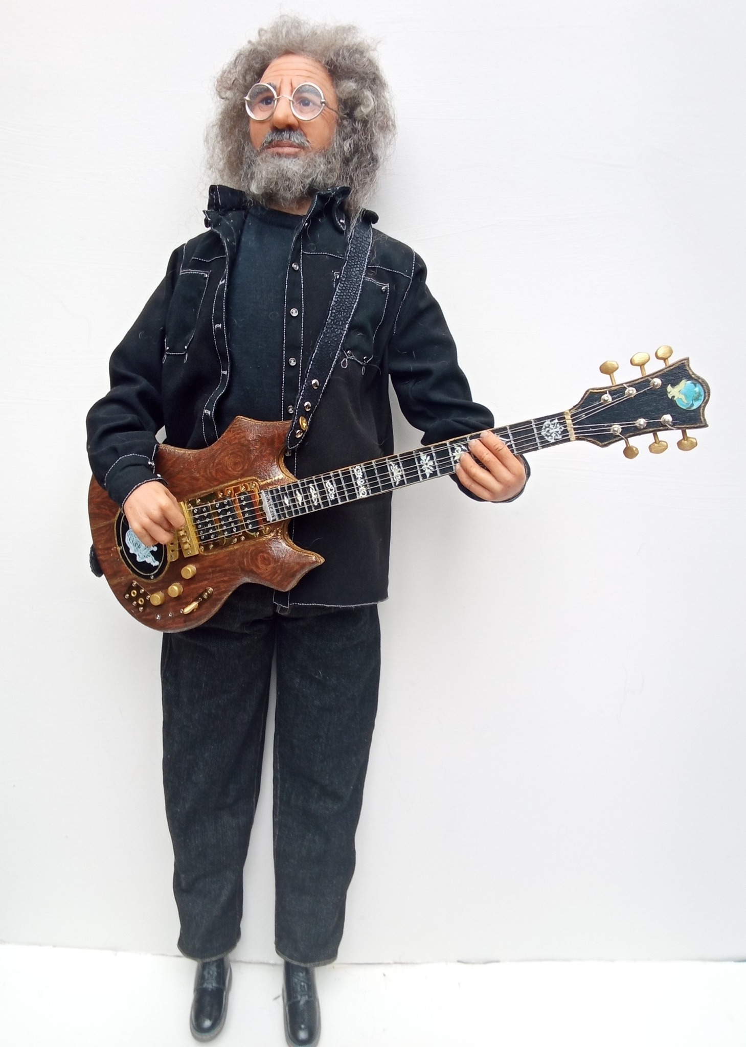 Handmade Crocheted Jerry Garcia Dolls with Mini Guitars