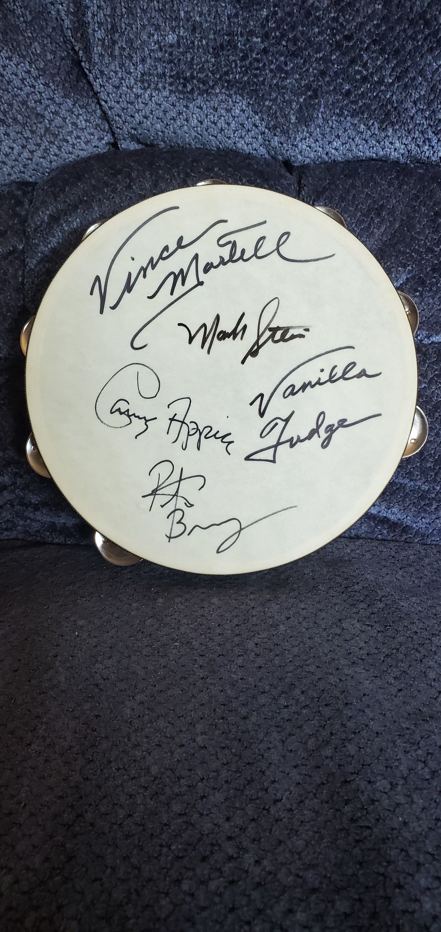 Vanilla Fudge signed tambourine charity raffle