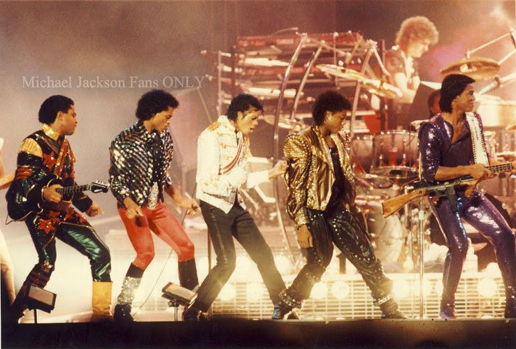 The Jacksons photographed by Harrison Funk in 1984 as a promo for