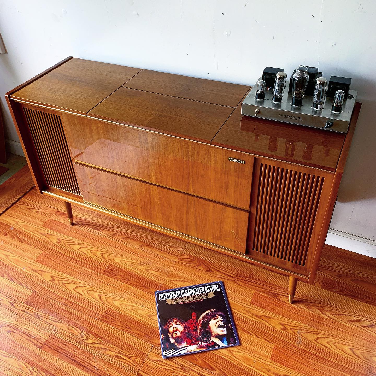 1966 Grundig record player with high gloss teak wood