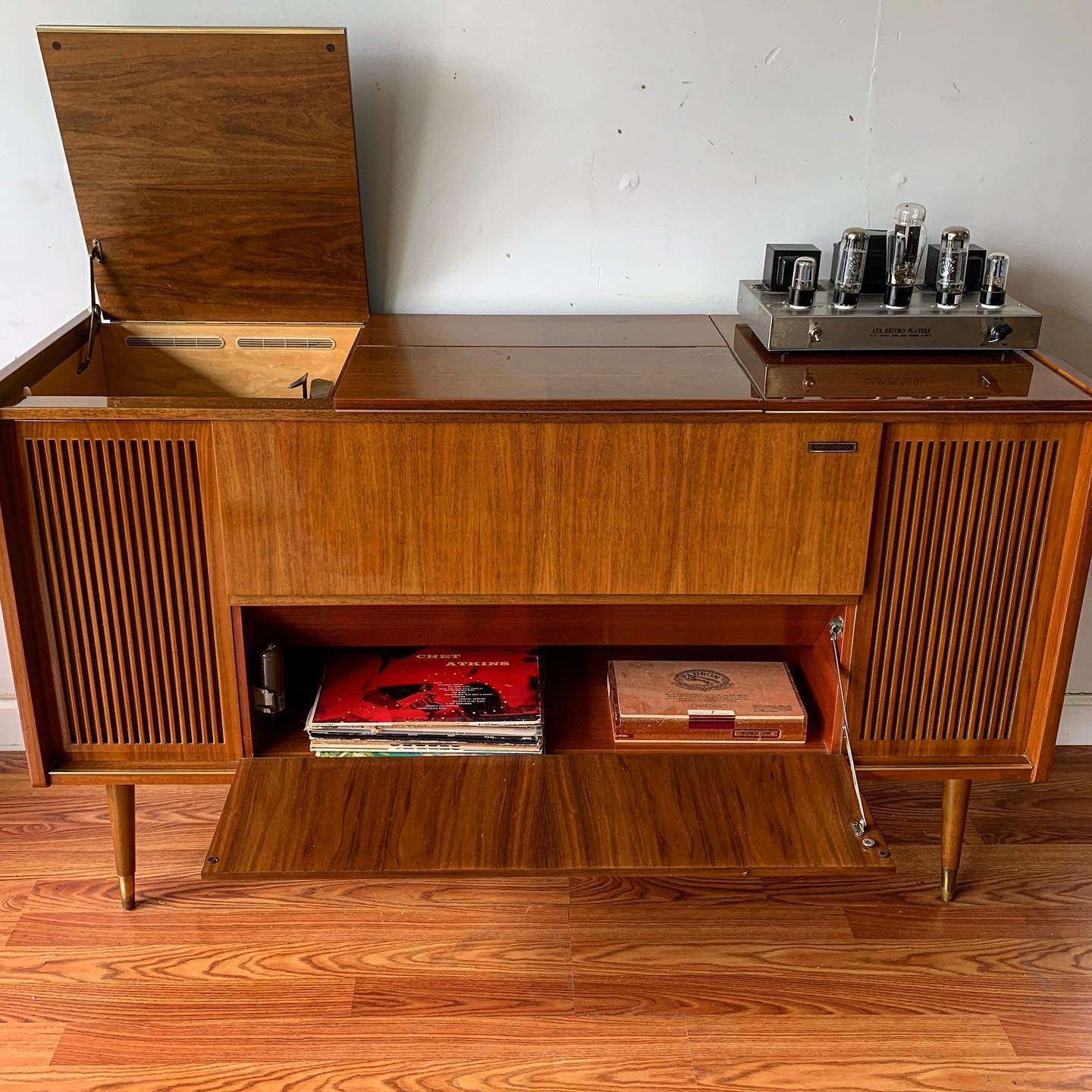 1966 Grundig record player with high gloss teak wood